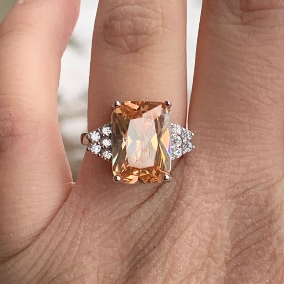 STERLING SILVER PEACHY MORGANITE RING - Picture 3 of 8